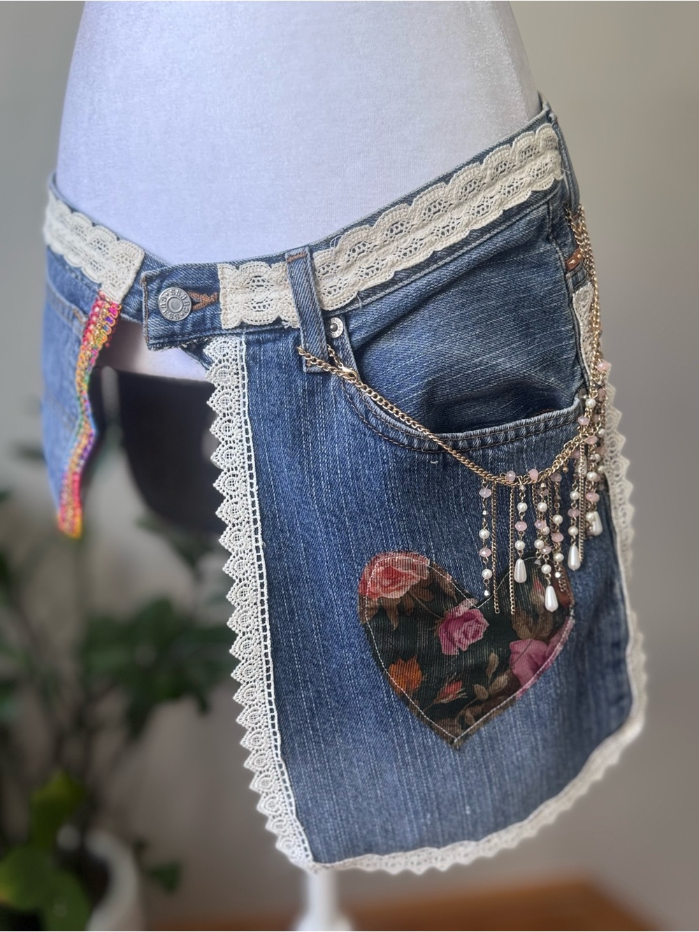 B2 Custom Upcycled Denim Boho Fanny Belt